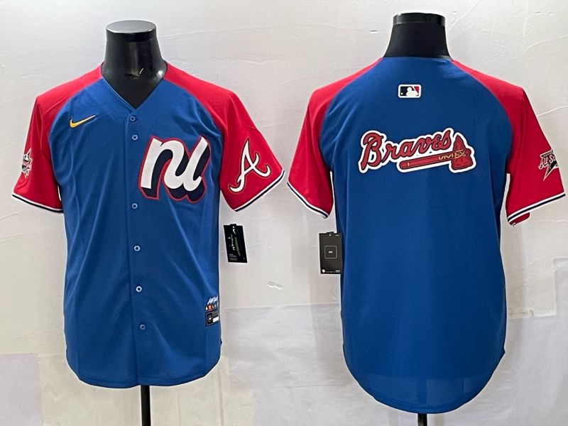 Men Atlanta Braves Blank Blue white All star 2025 Nike MLB Jersey style 03->atlanta braves->MLB Jersey